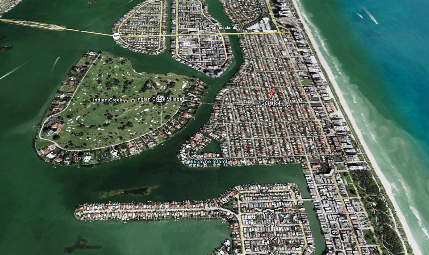 Just East of Surfside you find Indian Creek Island with... 